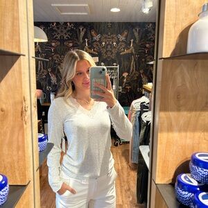 PJ Salvage Gray Lace Long Sleeve